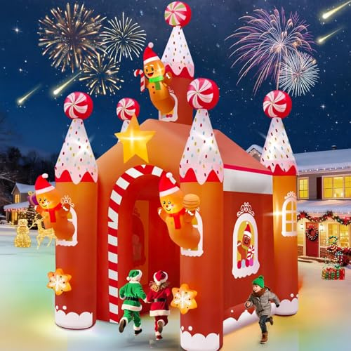13 piedi Arco Gonfiabile Natalizio, Kalolary Grande Tunnel Stereoscopico Dell'omino pan Zenzero Castello Natale Gonfiabile Decorazione Natalizia Esterni Casa Festa Giardino Centro Commerciale Strada
