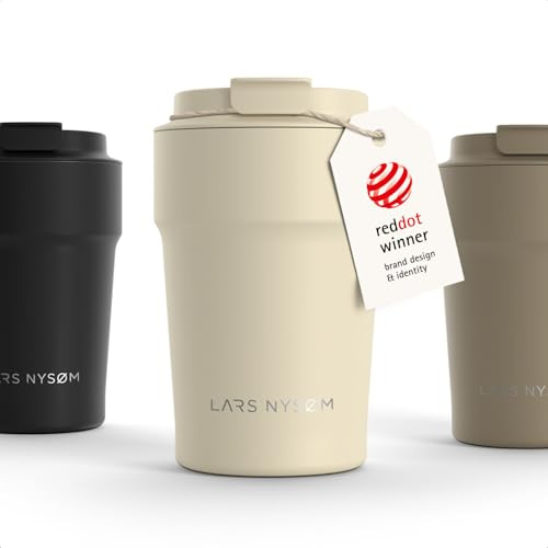 LARS NYSØM Taza Termica Cafe 380ml - Vaso Termo Cafe para Llevar - Aislante | Taza Termo Cafe para Llevar de Acero Inoxidable - 4h caliente 8h frío - Prueba de Fugas para la Bebida Caliente - Travel Mug