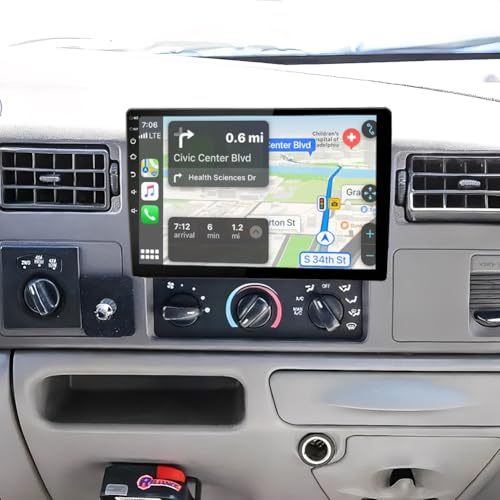 10.1'' DAB Double Din Car Stereo for 1999-2004 Ford F250 F350 Super Duty, Carplay Android Auto GPS Navi Head Unit with DVR Bluetooth WiFi RDS SWC Split Screen Backup Camera, 4+64G