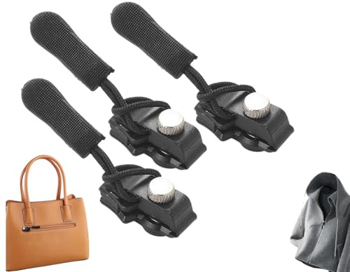3 Piezas Kit de Reparación de Cremalleras, Tiradores Extraíbles Universales, Correderas de Repuesto, Recambio Corredera Cremallera para Mochila Botas Chaquetas Abrigos Pantalones Equipaje
