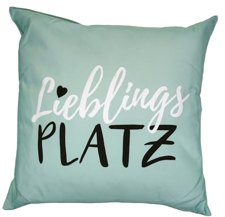 Outdoor Kissen 45x45 cm Wasserabweisend & Wetterfest – Inkl. 370g Füllung & Reißverschluss – Schmutzabweisendes Deko Gartenkissen Lounge Kissen für Balkon & Terrasse (Lieblings Platz - Mint)