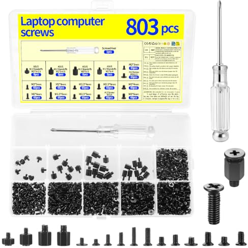803 stycken M2 M2,5 M3 M.2 skruvset, PC skruvar set | PC skruvset, SSD skruvuppsättning, datorskruvar avståndshållare kit för SSD bärbar dator moderkort (svart)