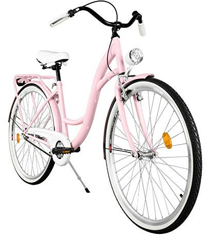 MILORD. Comfort Bike, Bicicletta da Città Donna, 1 velocità, Rosa, 26