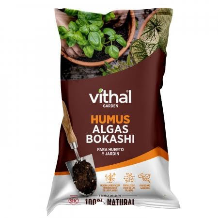 Vithal Humus de Algas Bokashi Abono Plantas - Fertilizante Plantas 100% Vegetal y Natural con Algas Marinas, Estimula el Crecimiento de Flores y Frutos, Ideal para Huertos y Jardines, 2L