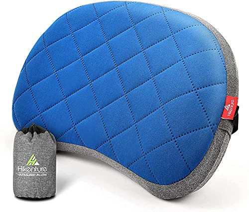 HIKENTURE Aufblasbares Camping Kissen mit abnehmbaren Bezug, Reisekissen aufblasbar leicht, Ergonomisches Kissen Unterwegs, Aufblasbares Kopfkissen Campingkissen Outdoor, Inflatable Pillow-Blue