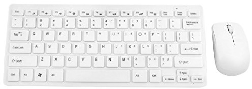 Ruilogod Teclado blancopuro 2.4G ratón óptico USB Dongle Combo Set Kit w Protector