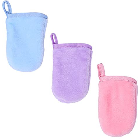 3 Stück Mikrofaser Reinigungstuch Gesicht Abschminkhandschuh Mikrofaser Abschminkhandschuh Flanell Weicher Waschhandschuh Wiederverwendbare