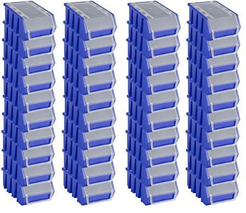 PROREGAL SuperSparSet 40x Sichtlagerbox 2 mit Deckel | HxBxT 7,5x11,6x16cm | Blau | Sichtlagerbehälter Sichtlagerkasten Sichtlagerkastensortiment Sortierbehälter Stapelbehälter
