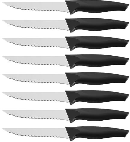 Pleafind coltelli da bistecca, 8 pezzi set di coltelli bistecca, coltelli da bistecca acciaio inox, coltello da bistecca, coltelli da carne, coltelli da tavola, lavabile in lavastoviglie