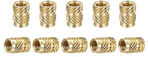 DTGN M5x10mmx7mm(IDxLxAD) Gerändelt Einsatz Muttern - 30 Pack - Gut für Plastik Schalen - Messing Innengewinde Heizelement Einsätze Einpressmutter