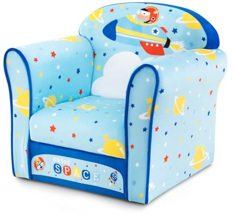 RELAX4LIFE Poltrona per Bambini, Poltroncina Comoda con Disegno di Animali Diversi, Struttura in Legno con Imbottitura, Divano Singolo per Cameretta (Modello 4)