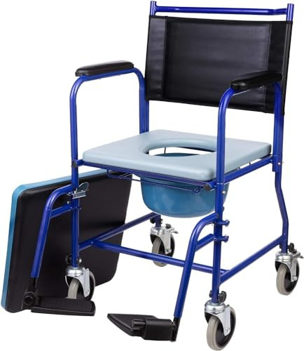 Sedia Doccia Disabili Con Ruote, Sedia Da Toilette Per Anziani Seduta Ergonomica Sgabello Per Sedie A Rotelle Da Bagno Per Disabili Disabili Anziani Feriti Sedia Multifunzione WC