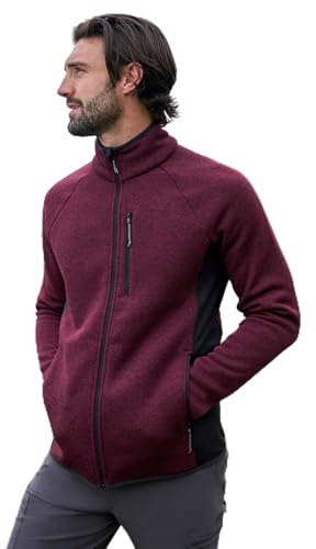 Mountain Warehouse Mens Full-Zip Half-Zip Fleece - Anti-pill, Comfortable Stretch Panels Top - Best for Spring Summer, Camping, Outdoors, Travelling & Hiking Burgundy (Full Zip) 3XL