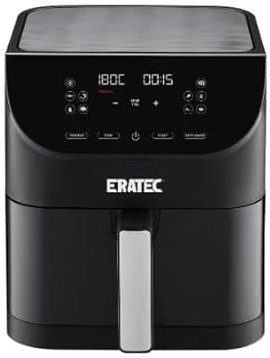 ERATEC AF-60 Heißluftfritteuse XXL 5,5L 1500W Air Fryer ohne Öl Heisluftfritöse mit LED Touchscreen Display und 10 voreingestellten Programmen sowie Timer Funktion Schwarz