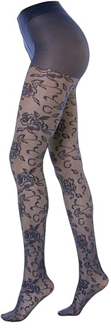 Gi&Gi Collant Donna Fantasia Fiori,Collant di pizzo da donna caratterizzati floreale tono su tono. 40 Denari N.1464