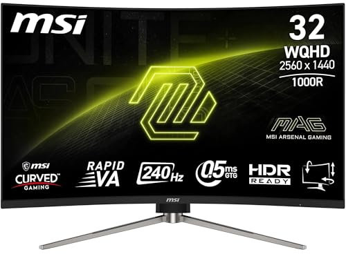 MSI MAG 325CQRXF E2 32 WQHD Curvo 1000R 2560 x 1440 Rapid VA, 240 Hz - 05 ms (GtG, Min), Adaptive Synchronisation - DP 14a, HDMI 20b CEC, USB Type-C (DP alt w- 15W PD)