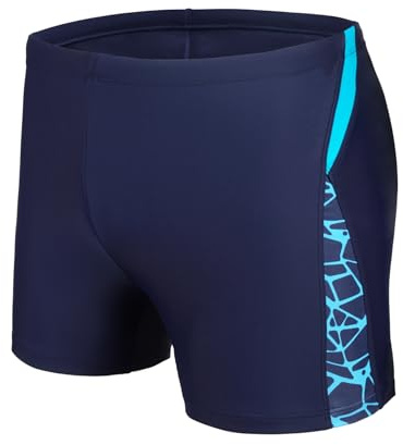 AMZSPORT Herr badshorts badshorts pool med dragsko, Marinblå blixt, S