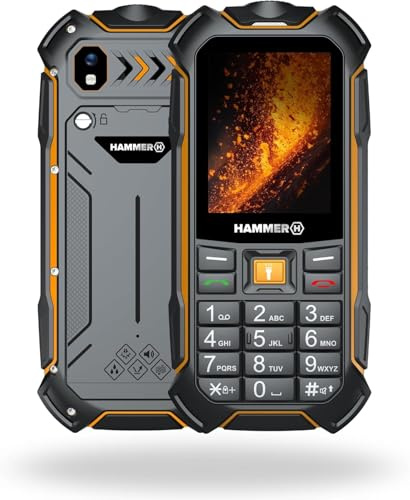 HAMMER Boost 2 LTE telefono rugged 4G IP68, cellulare da lavoro con tasti grandi, display 2,4, Dual SIM, batteria 3500 mAh lunga durata, nero-arancione