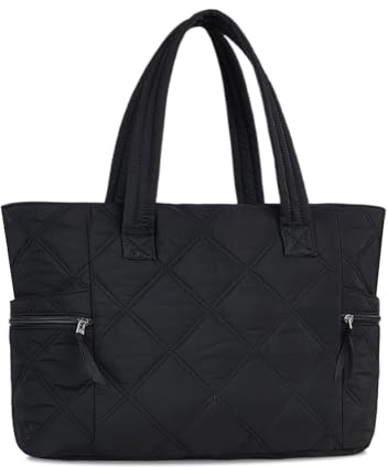 Prite gesteppte Einkaufstasche für Frauen Große Puffer Reise Umhängetasche Handtasche Leichte flauschige Lehrerin Krankenschwester Tasche für Arbeit, Fitnessstudio, Schule