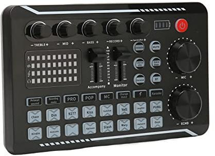 Tarjeta de Sonido en F998, Interfaz de Audio de Podcasts con Efectos de Mezclador DJ, Cambio de Voz de Efectos de Sonido para Karaoke Tiktok Youtube Transmisión en