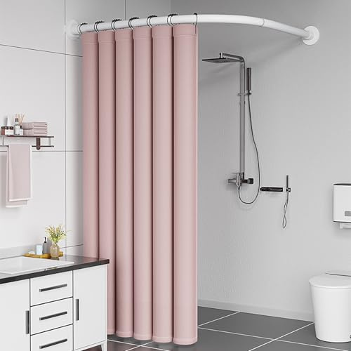 Barra De Cortina De Ducha En Forma De L Extensible, Barra Ducha Curvada De Acero Inoxidable, Barra Cortina Baño Esquina Sin Taladro, Para Cuarto De Baño, Bañe(Size:A 70-95m x 70-95cm,Color:blanco)