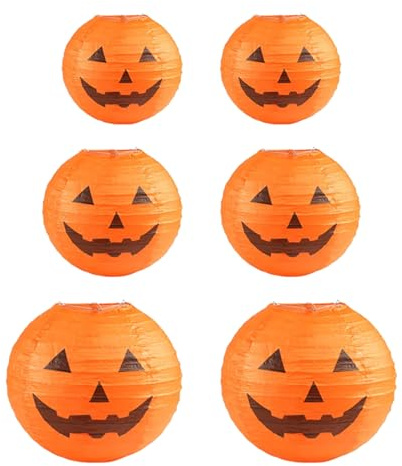 6 Pezzi Lanterne di Carta Halloween, Pieghevoli Lanterna di Carta Zucca di Halloween, Zucca Lanterne di Carta di Halloween Lanterna a Forma di Zucca, Lanterne Rotonde di Carta per Halloween Matrimoni