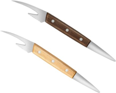 Toyvian Éplucheur De Crevettes En Acier Inoxydable à Double Tête, Poignée Bois, Outil De Nettoyage De Ligne à Crevettes, Accessoire La Cuisine Pratique Pour Poissons Et Fruits De Mer, Lot De 2