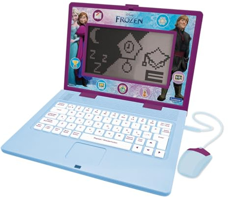 Lexibook, Ordenador portátil bilingüe y Educativo de Frozen Alemán/Inglés, Juguete para niños, 170 Actividades de Aprendizaje, Juegos y música, Pantalla Grande, púrpura/Azul, JC599FZi3LXB