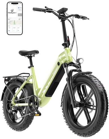 Bodywel F20pro 4.0 Fat E Bike è una bicicletta elettrica da 250W con batteria da 48V freni idraulici funzione APP Città bici elettriche uomini e donne (F20PRO 20AH Verde)