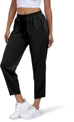 KISSMODA Womens Joggers with Pockets 7/8 Ankle Length Stretch Sweatpants Casual Lounge Golf Pants Lightweight Running Sports Track Buttoms Trousers
