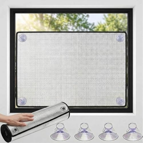 Värmereflekterande Isolerfilm För Fönster, Solskyddsfilm Insynsskydd Med Sugproppar, 8mm Dubbel Aluminium Mörkläggningsfilm UV-Skydd För Husbil Uterum Återanvändbar(60x90 cm)