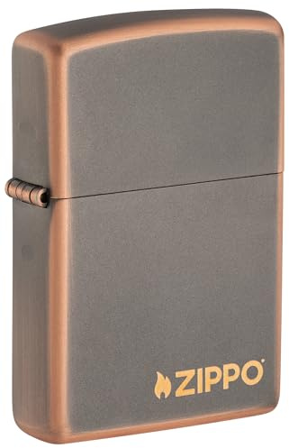 Zippo, Rustic bronze lighter with elegant design, belly flame mechanism, customizable, durable and timeless, Refillable for lifetime use, RUSTIC BRONZE with logo