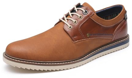 Bruno Marc Herr lågskor med snörning affärsklädsel fritidsskor Oxfords Derby Casual läderskor, BRUN, 44 EU