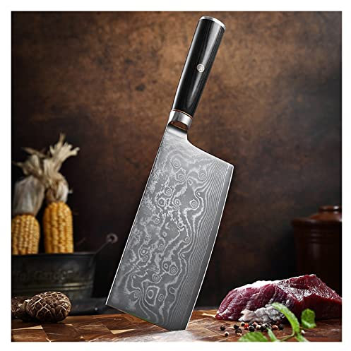 Coltello Damasco 67 Strati 10CR15MOV Damasco in acciaio Coltelli da cucina in acciaio 7 pollici Ultra Sharp Cleaver Affettatura Coltello da cuoco cinese coltelli