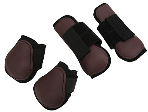 Aeun Guêtres de Jambe de Cheval, Guêtres de Tendon de Cheval PU Néoprène Réglable Facile à Installer Confort d'équitation pour Le Saut de Compétition