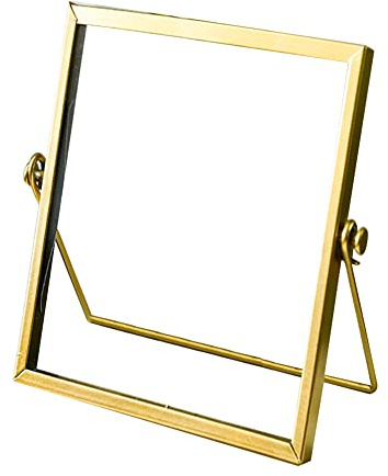 Glas metall bildram 22,5 cm x 17,5 cm, fotoram av metall guld, bildram retro vintage svävande bildram geometrisk bildram för foton, kort, affischer, certifikat, skrivbordsdekoration