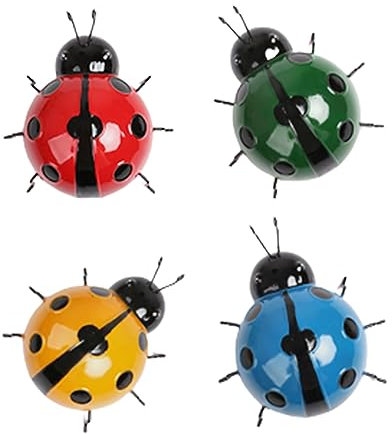 Lot de 4 sculptures murales en métal - Sculptures murales d'extérieur, de jardin, d'insectes, pour clôture, intérieur ou extérieur, balcon, patio (style 2)