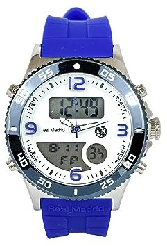 GRUPO MUNRECO Real Madrid RMD0014-05, Reloj Niño, Cuarzo, Analógico y Digital, 3 ATM - Colección Real Madrid, Calendario, Cronómetro, Alarma, Luz