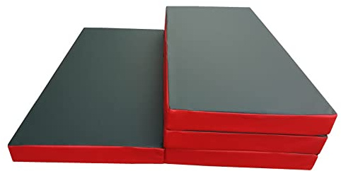 Tappetino ginnastica pieghevole 200x100x8 cm – materassino fitness antiscivolo per bambini e adulti – tappeto palestra imbottito (verde/rosso)