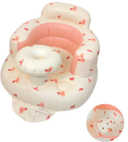 Siège Gonflable Pour Bébés de 3 à 36 mois de Canapé Pour Bébé Soutien du Dos Pour Nourrisson, Chaise pour Tout-petit, Siège au sol Cadeaux Pour Bébé (Lapin rose)