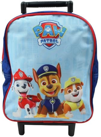 Trolley Paw Patrol 24 x 28 x 10, barnväska med hjul, rolig och praktisk design för små Paw Patrol-fans, Färg: blå, Vagn