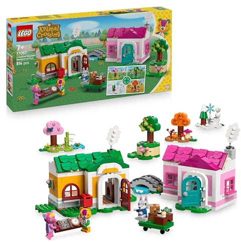 LEGO Animal Crossing Creative Houses: Seasons of Fun - 2in1 Toy with 2 House Models plus Stitches, Fuchsia & Fang Minifigures - Gaming Gift for 7+ Year Old Girls, Boys & Fans - 77057