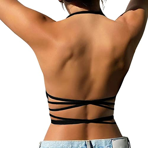 pvucpot Reggiseno Sportivo Donna Push Up Reggiseni Palestra Fitness Cinghie Incrociate Bralette Crop Top Yoga Senza Ferretto Schiena Scoperta Bra per Running Jogging Ginnastica