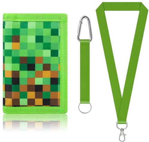 Fzyisw Videospiel Brustbeutel Kinder, Miner Spiel Portemonnaie, Geldbeutel Kinder, Pixel Portmonee, Theme Geldbörse Kindergeldbeutel für Geburtstagsgeschenk, Schulanfang