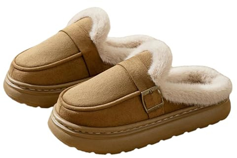 Gyios Pantofole da Donna Casual Invernali Scarpe Firmate per La Casa Piattaforma Interna Scivoli Eleganti Appartamenti Caldi-verde-38-39