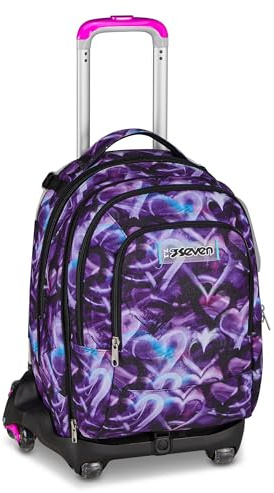 Seven Trolley Scuola Jack 8 Ruote Detach LOVEPASS, Viola, 43 L, Scomponibile, Zainetto staccabile, 4 in 1, Cross-over System, Tasche multifunzione, Scuola elementare e media, Bambina, Ragazza