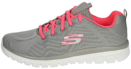 Skechers Graceful Get Connected, Sneaker Donna, Gray Mesh Coral Trim, 37.5 EU