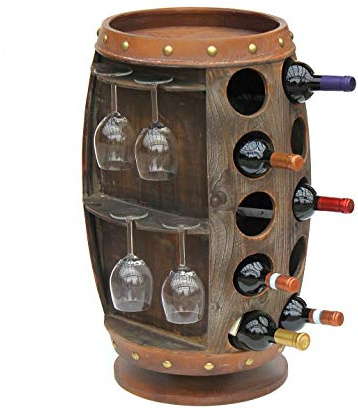 DanDiBo Weinregal Holz Braun 360° Drehbar Weinfass 71 cm 9205-R Bar Flaschenregal Flaschenständer Fass Holzfass Weinschrank