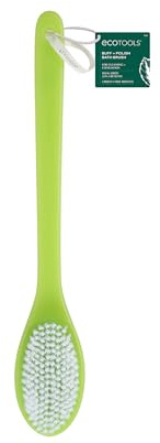 EcoTools Buff + Polish Bath Brush, Long Handle to Cleanse & Exfoliate Back & Hard-to-Reach Areas, Eco Friendly Shower Brush Removes Dead Skin, Cruelty Free Nylon Bristles, Vegan, 1 Count