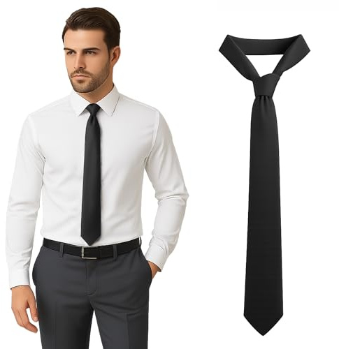 Man of Men Solid Black Color Ties for Men, Mens Ties, Adjustable Mens Tie, Necktie for Business and Wedding